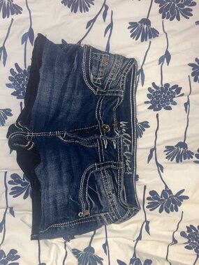 Wallflower Dark Blue Denim Shorts with White Contrast Stitching